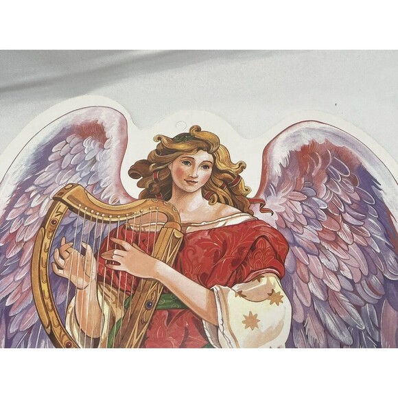 Vintage 2 Paper Magic Group Christmas Angel Playing Ark Die Cut Decoration 12” - Picture 13 of 14